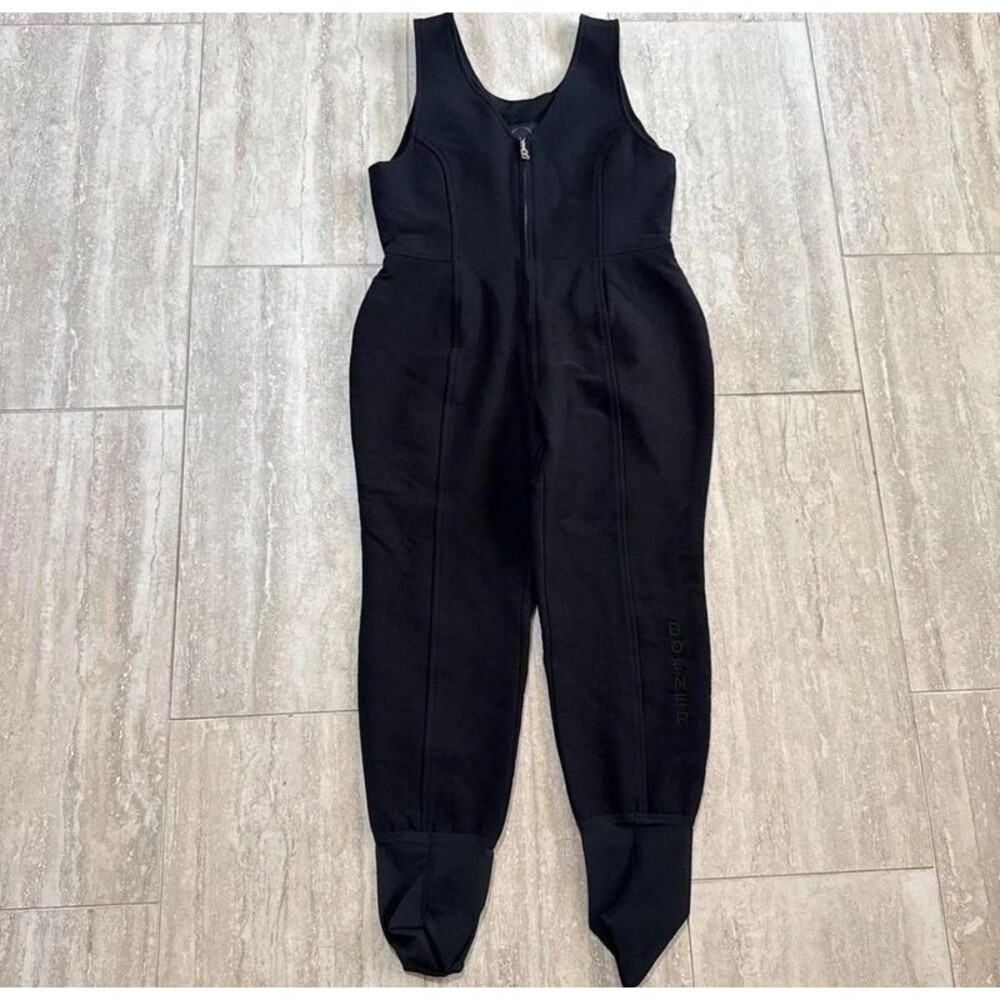 Vtg Bogner Black Wool Ski Bib Jumpsuit Stirrup Overall Snowsuit Snowboard Sz 12